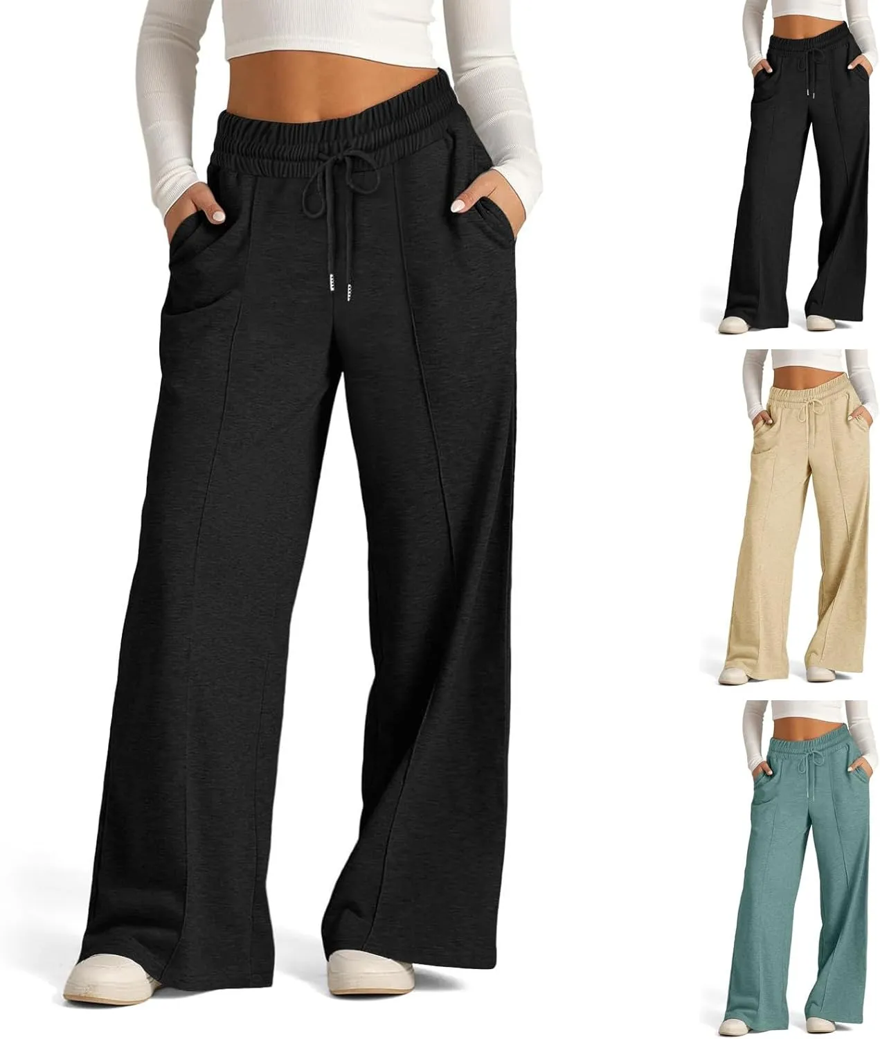 sdbrld Wide Leg Sweatpants Women Casual 3D Novelty Printed Ladies Sweatpants High Waist Warm Bottoming Pants Lounge Trousers