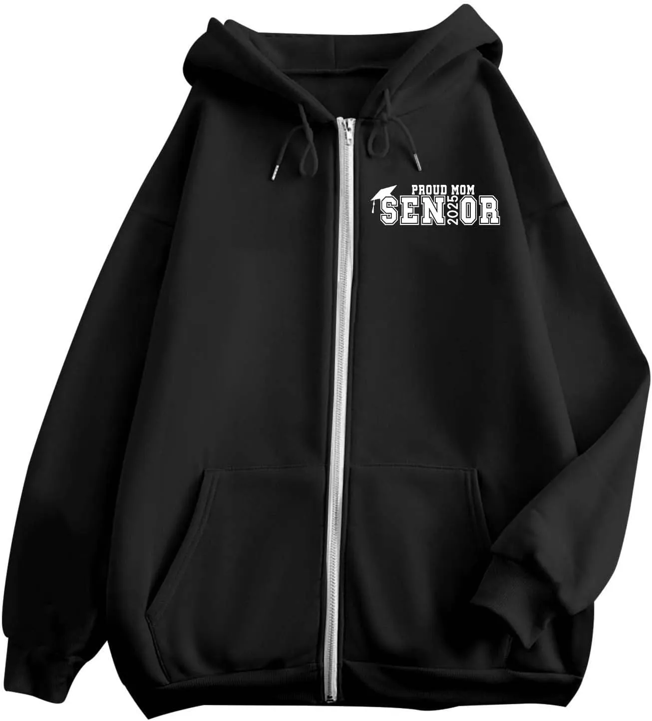 Senior Mom Class of 2025 Zip Up Hoodie Women Long Sleeve Oversized Sweatshirts Y2k Fall Clothes 2024 Fashion Outfits