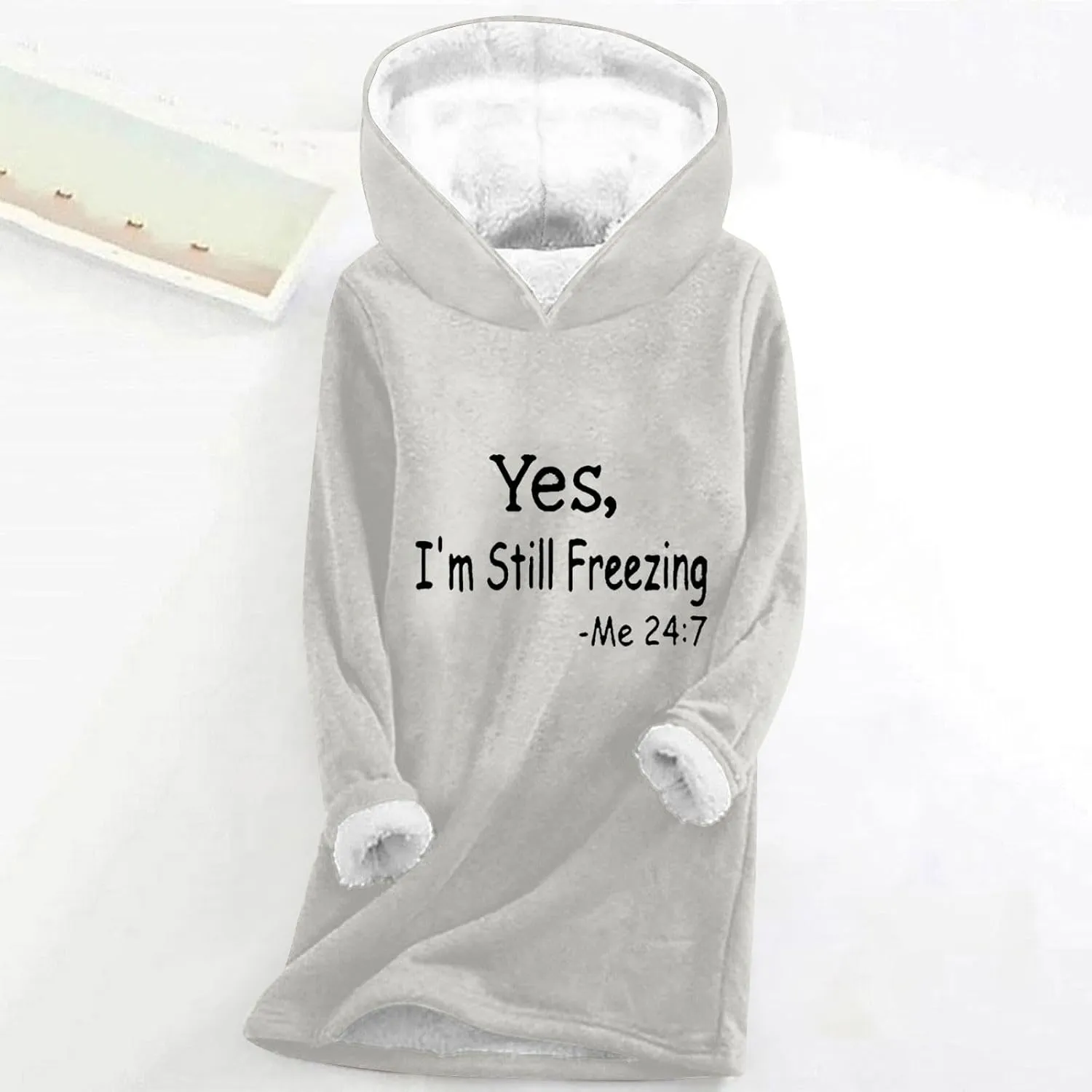 Sherpa Lined Hoodie for Women Oversized Fleece Lined Crewneck Pullover Tops Winter Thicken Fuzzy Thermal Sweatshirts