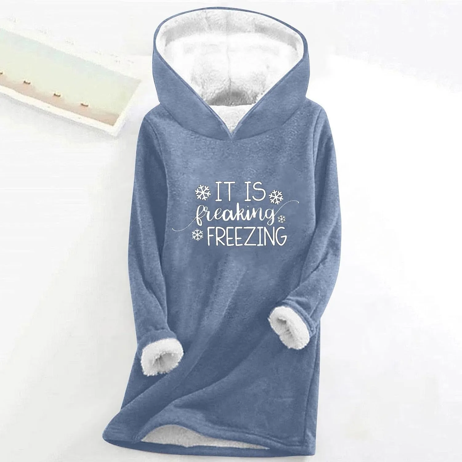 Sherpa Lined Hoodie for Women Oversized Fleece Lined Crewneck Pullover Tops Winter Thicken Fuzzy Thermal Sweatshirts