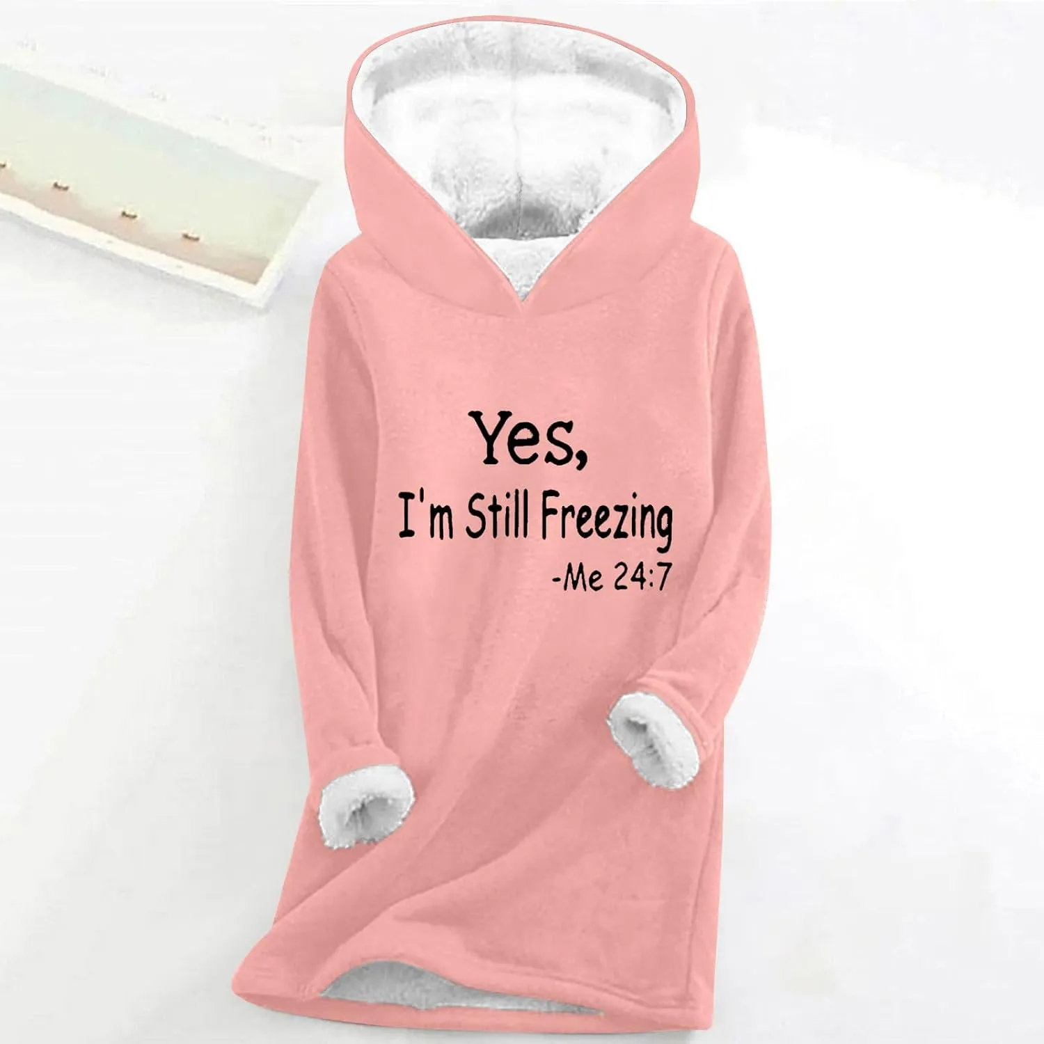 Sherpa Lined Hoodie for Women Oversized Fleece Lined Crewneck Pullover Tops Winter Thicken Fuzzy Thermal Sweatshirts