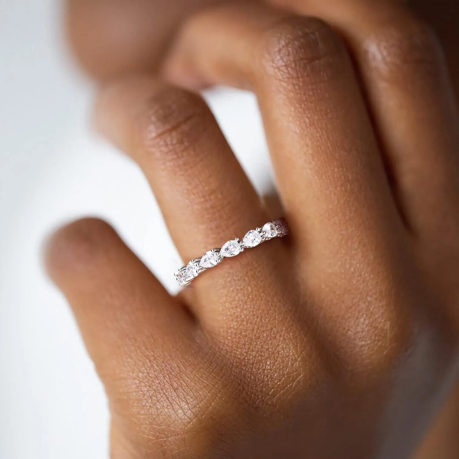 SHINYSO Wedding Bands for Women Silver Cubic Zirconia Ring CZ Stackable Rings Eternity Engagement Rings for Women Size 4-10