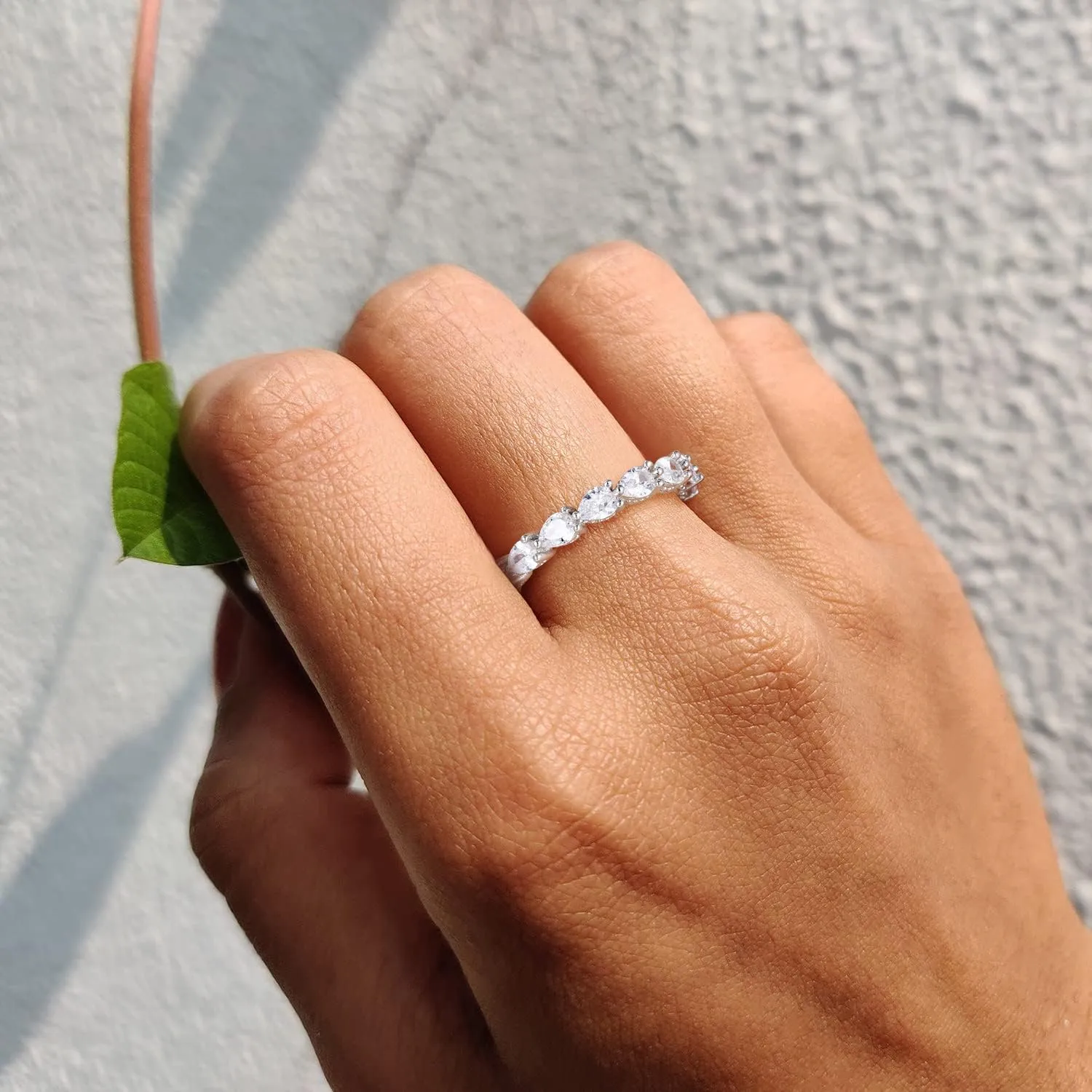 SHINYSO Wedding Bands for Women Silver Cubic Zirconia Ring CZ Stackable Rings Eternity Engagement Rings for Women Size 4-10