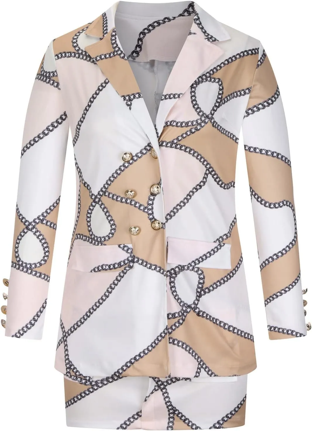 Short Skirt Suits Long Sleeve Boho Dress for Women 2024 Fall Dress V Neck Dresses Print Turndown Collar