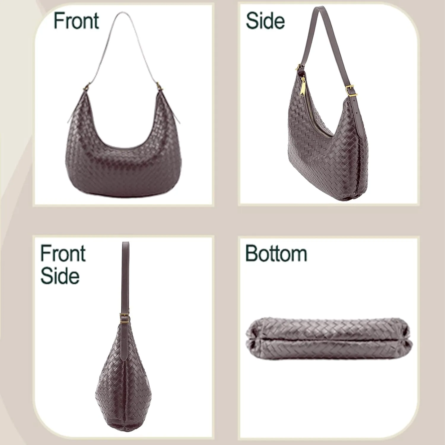 Shoulder Bag Handbag for Women Crossbody Tote Bags Woven Purse Clutch Women's Medium Underarm Hobo With Pocket Large
