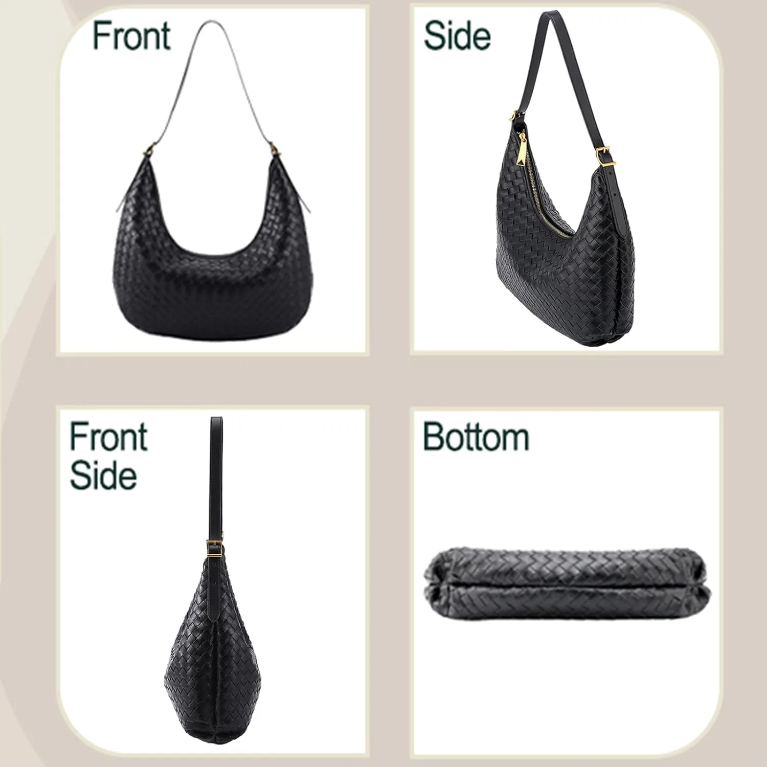 Shoulder Bag Handbag for Women Crossbody Tote Bags Woven Purse Clutch Women's Medium Underarm Hobo With Pocket Large