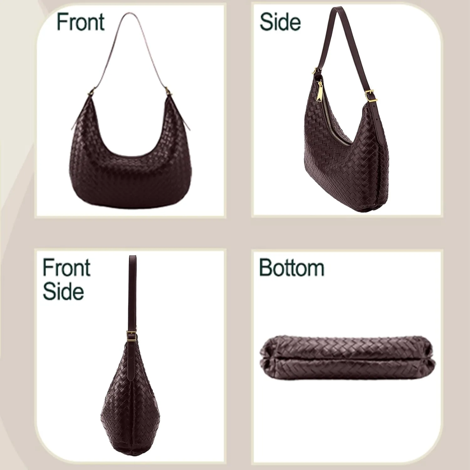 Shoulder Bag Handbag for Women Crossbody Tote Bags Woven Purse Clutch Women's Medium Underarm Hobo With Pocket Large