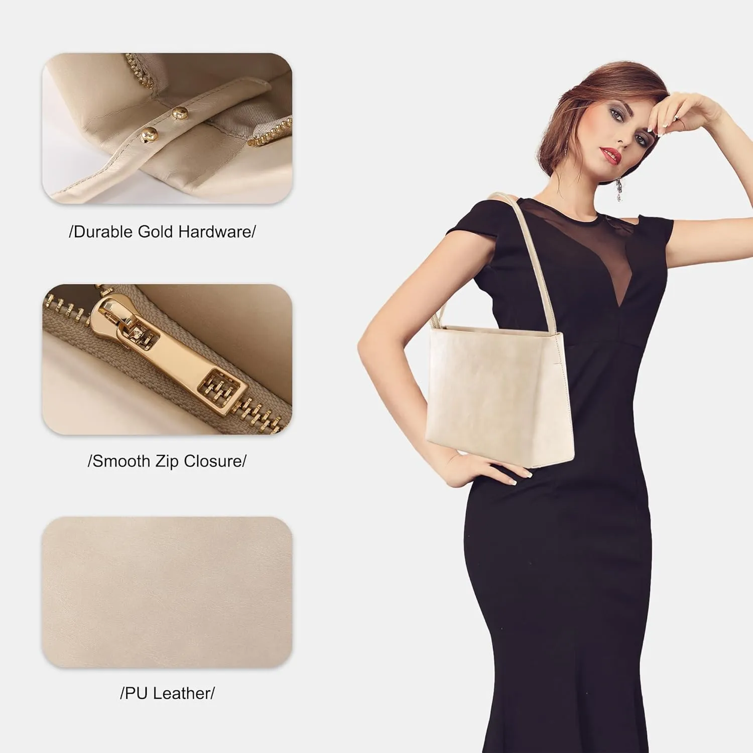 Shoulder Bags in Leather for Women Vintage Classic Elegance Zipped Medium Handbag Purse for All Occasions