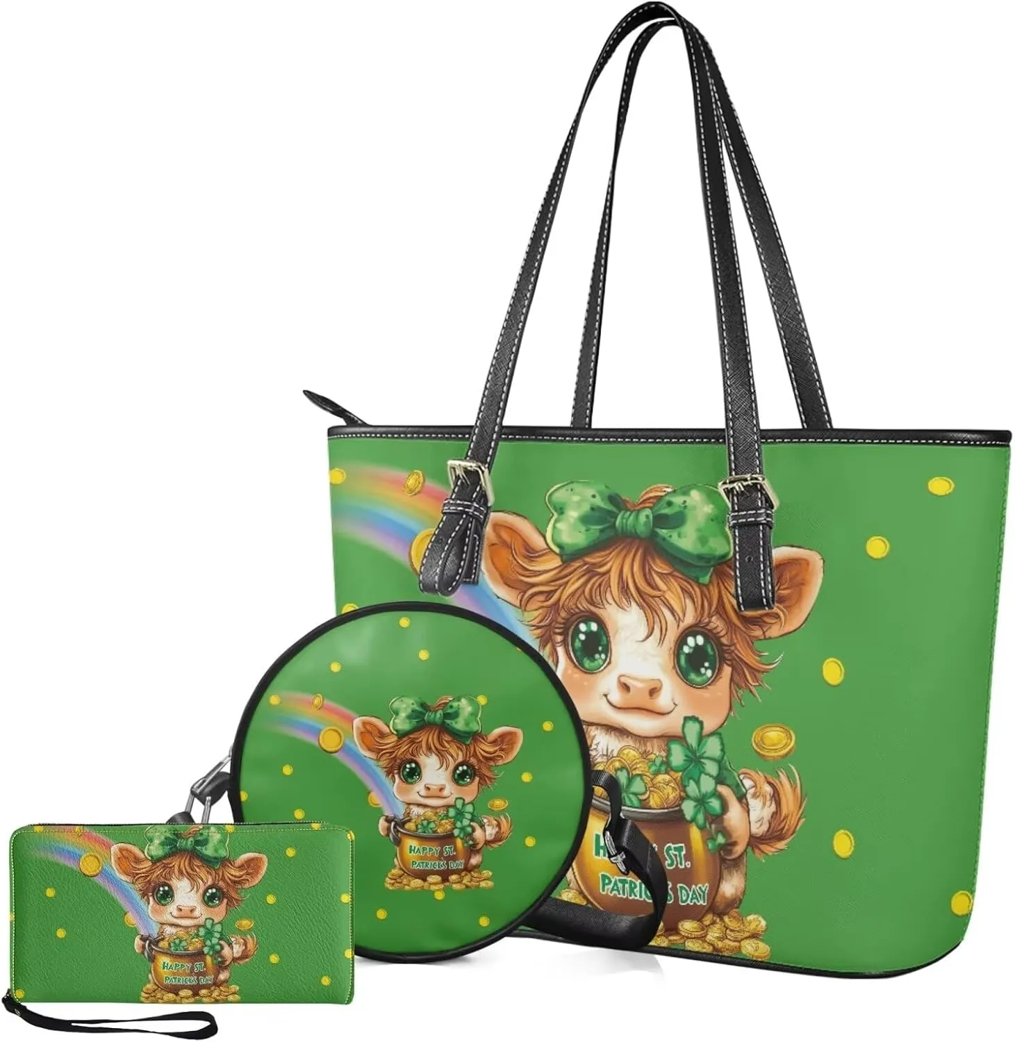 Shoulder Bags Set 3 Piece Tote Bag Satchel Bags for Women Circle Crossbody Bag Wristlet Purses for Women