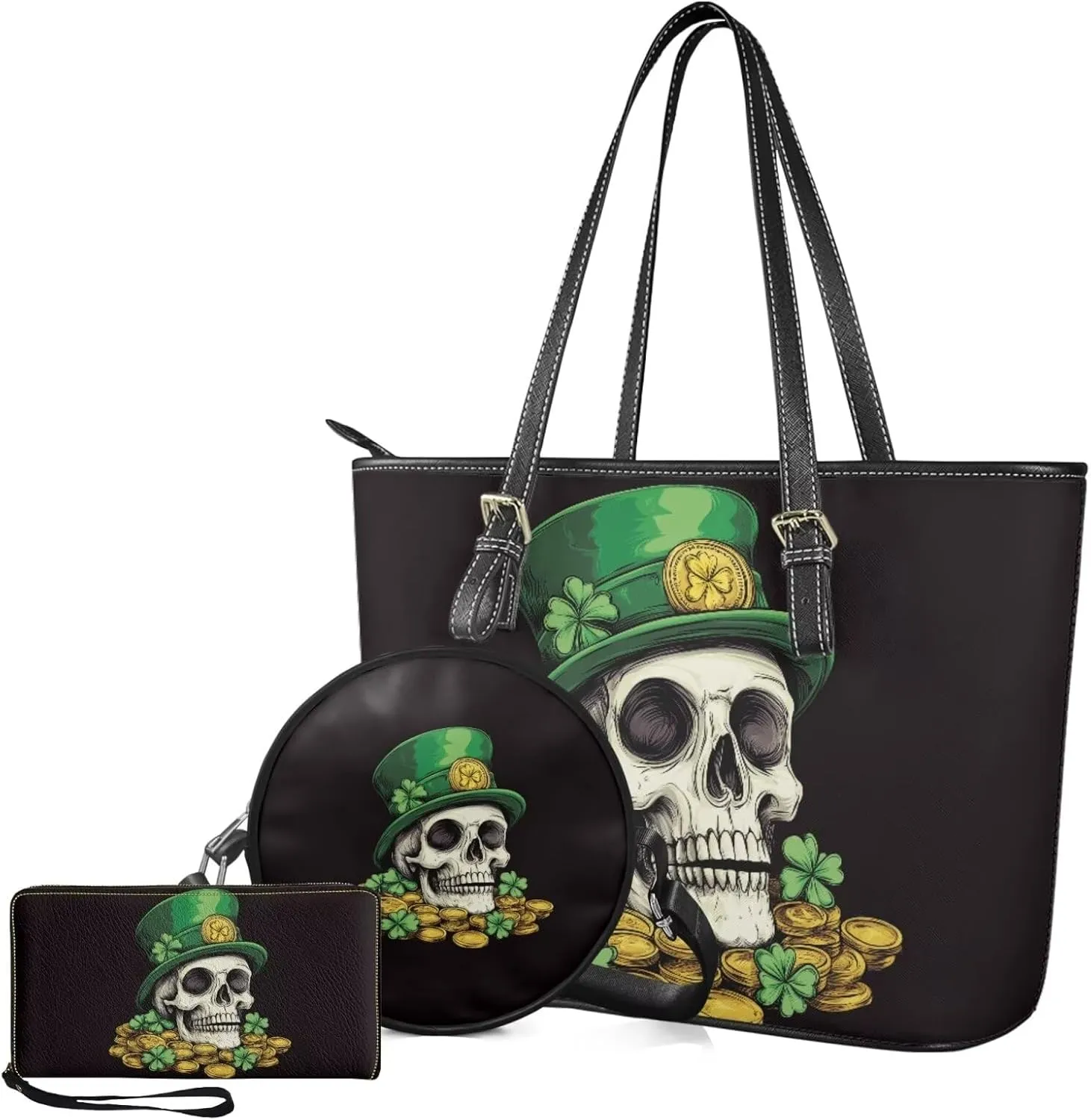 Shoulder Bags Set 3 Piece Tote Bag Satchel Bags for Women Circle Crossbody Bag Wristlet Purses for Women