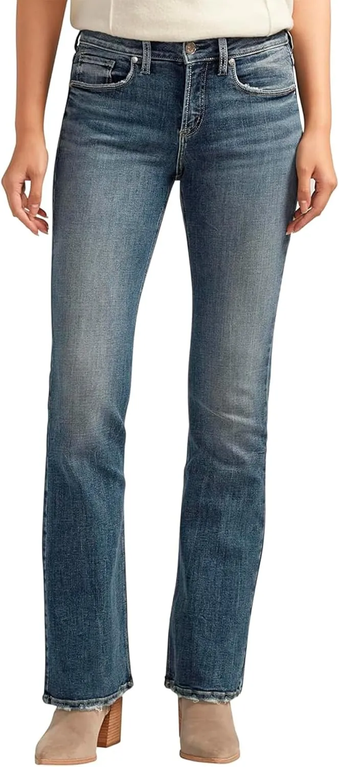 Silver Jeans Co. Women's Suki Mid Rise Curvy Fit Bootcut Jeans