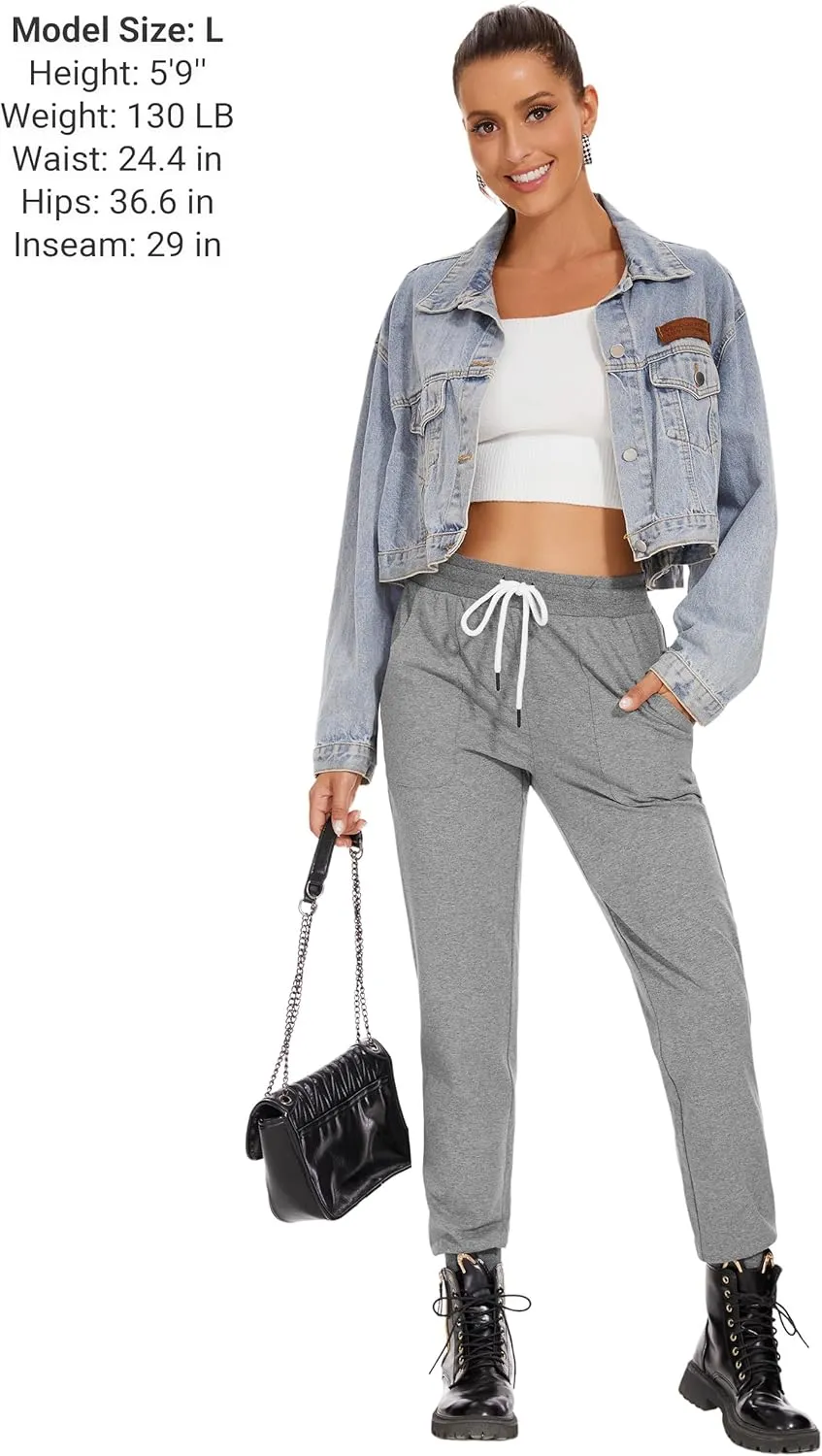 SPECIALMAGIC Women's Cotton Sweatpants with Pockets Athletic Drawstring Joggers Casual Sweat Pants