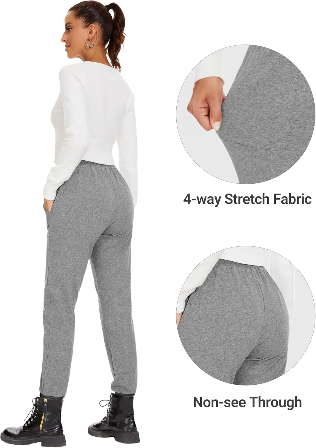 SPECIALMAGIC Women's Cotton Sweatpants with Pockets Athletic Drawstring Joggers Casual Sweat Pants