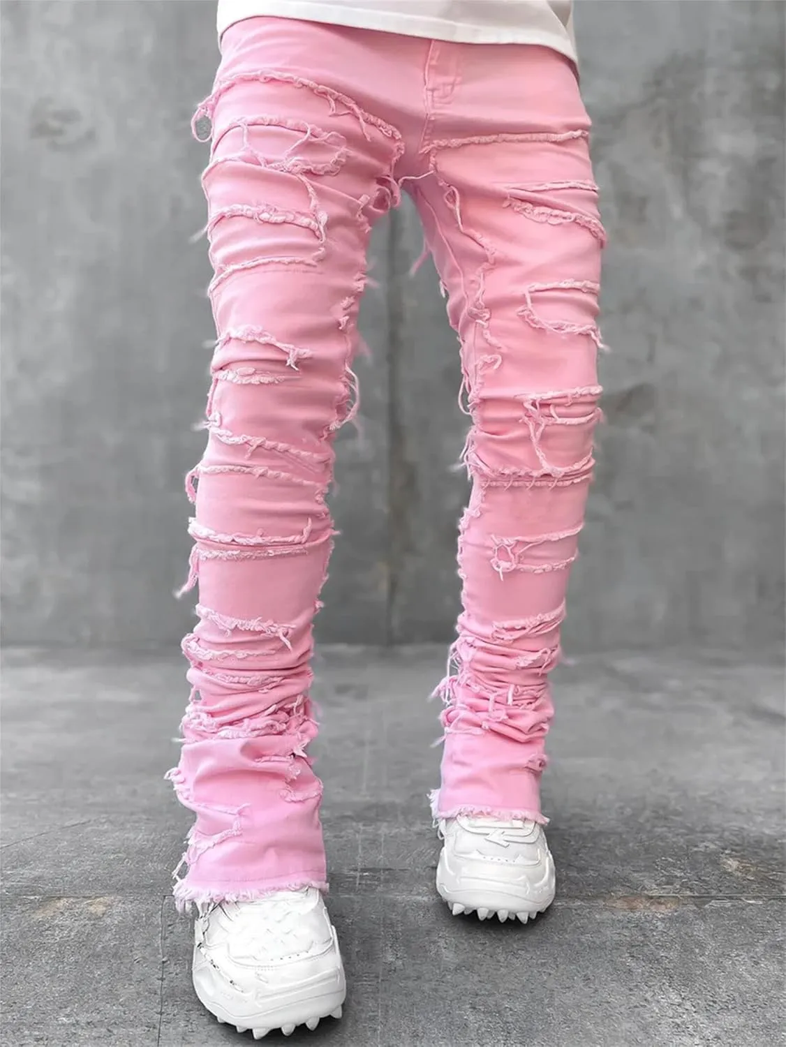 Straight Fit Jeans for Men Slim Fit Stretch Jeans Fashion Comfort Waist Cargo Patch Denim Pants