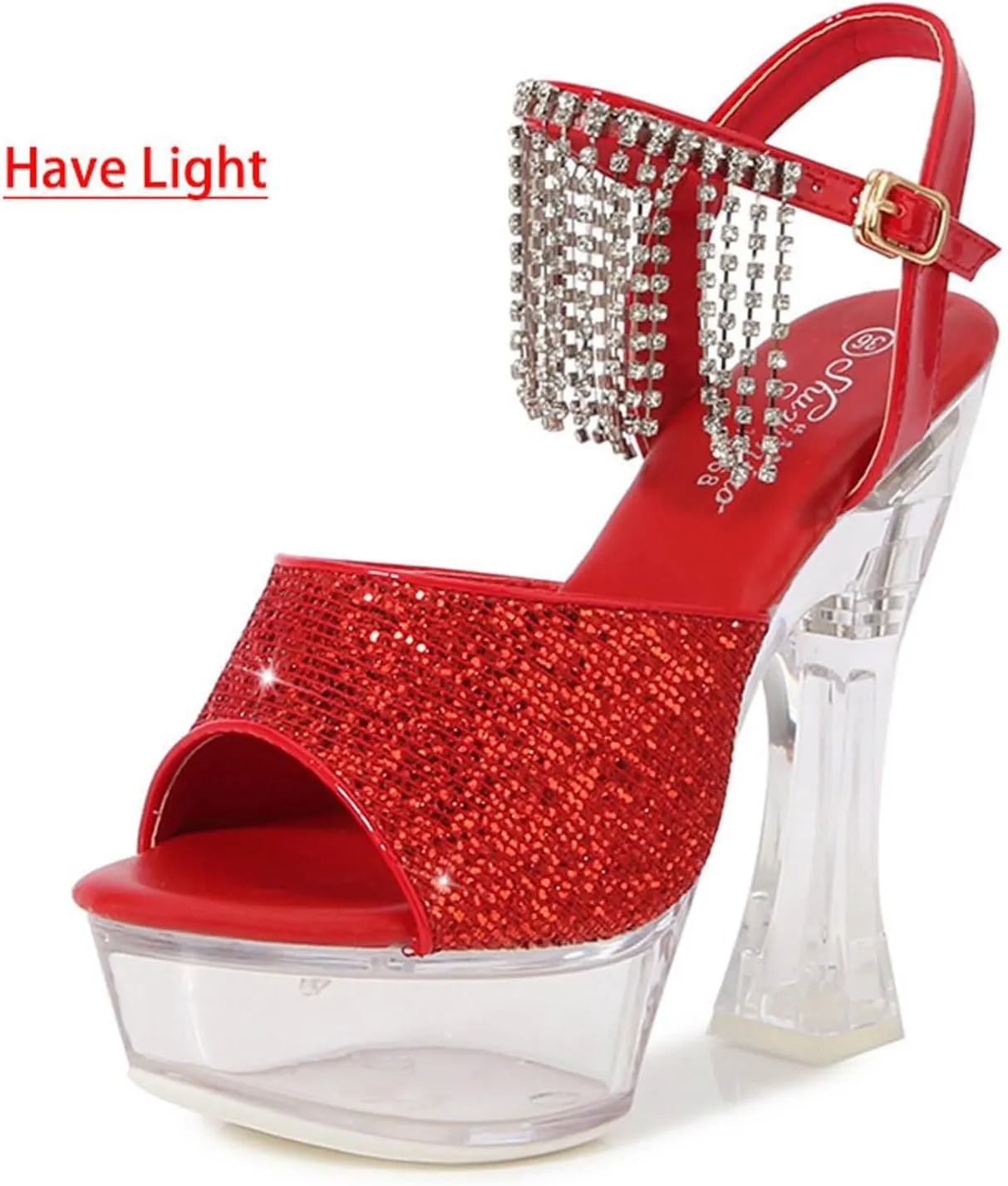 SuanlaTDS Chunky Block Heel Sandals for Women Dressy 2025 Rhinestones Ankle Strap Open Toe Sexy Wedding Party Dress Shoes Platform Summer Clear High Heels Slingback Heeled Sandal