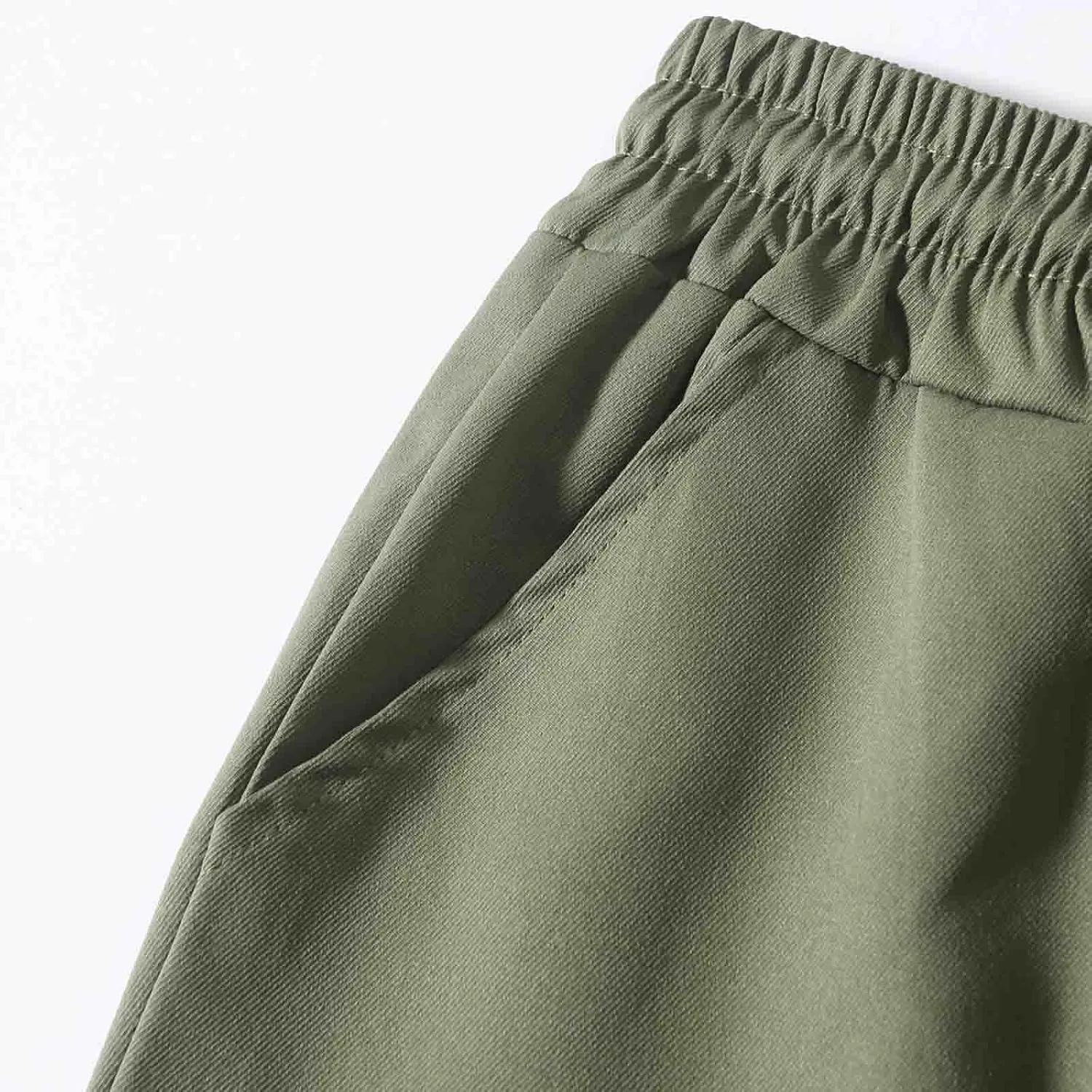 Summer Shorts with Multi Pocket Tie Elastic Waist Solid Color Cargo Shorts for Men Basic Casual Loose Fit