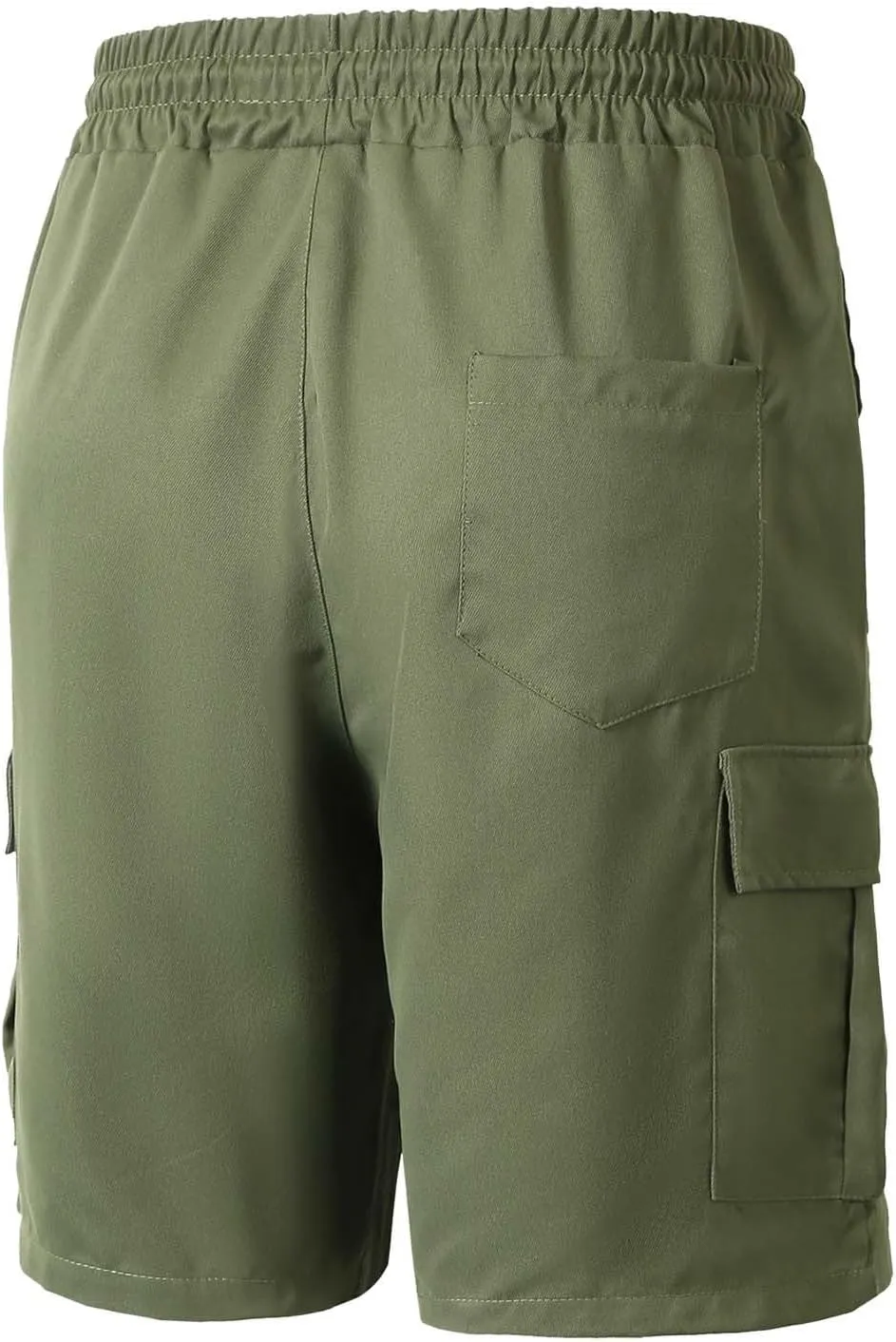 Summer Shorts with Multi Pocket Tie Elastic Waist Solid Color Cargo Shorts for Men Basic Casual Loose Fit
