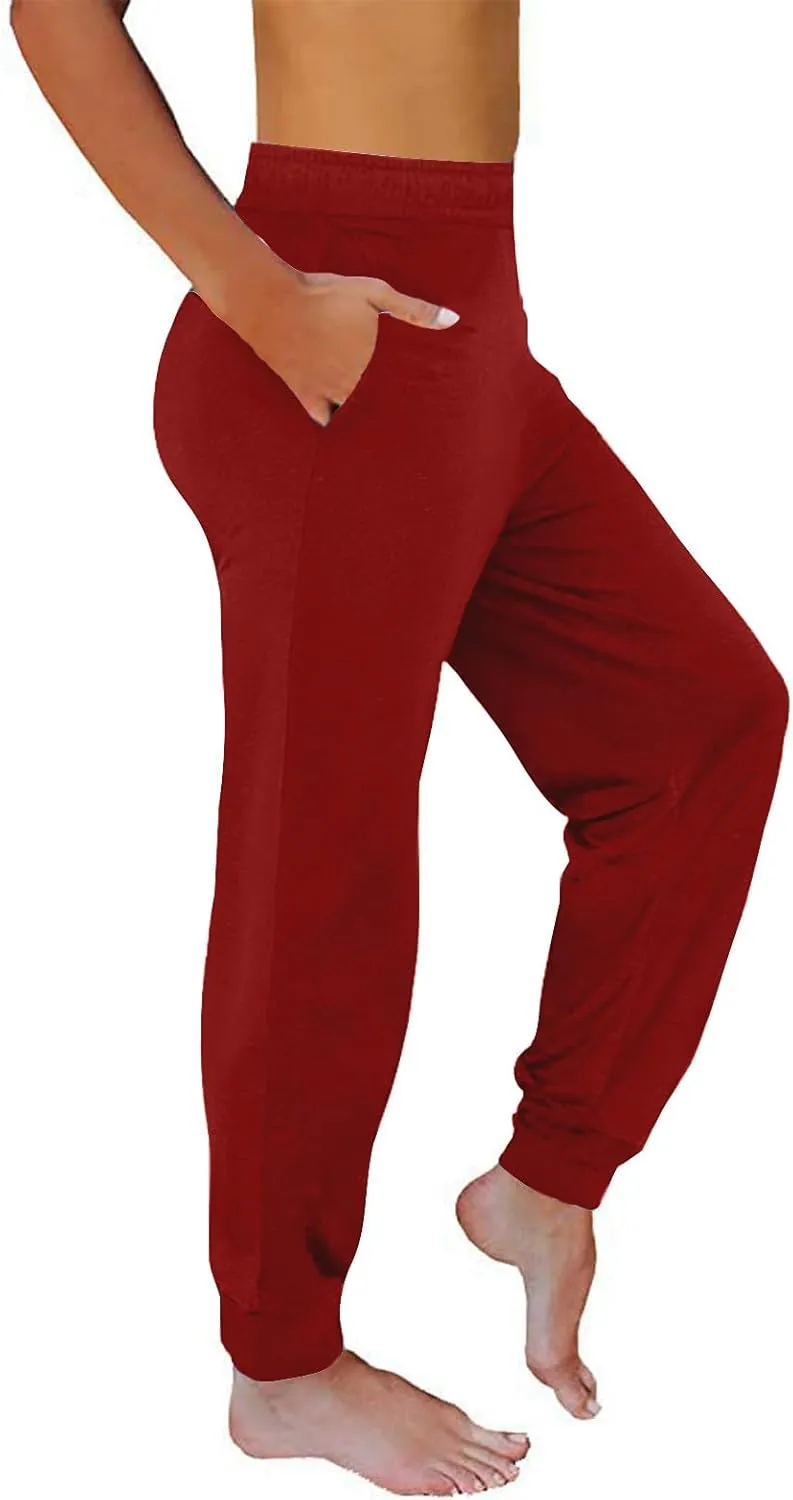 Sweatpants for Women with Pockets Stretch High Waist Jogger Sweat Pants Loose Fit Casual Lightweight Workout Trousers