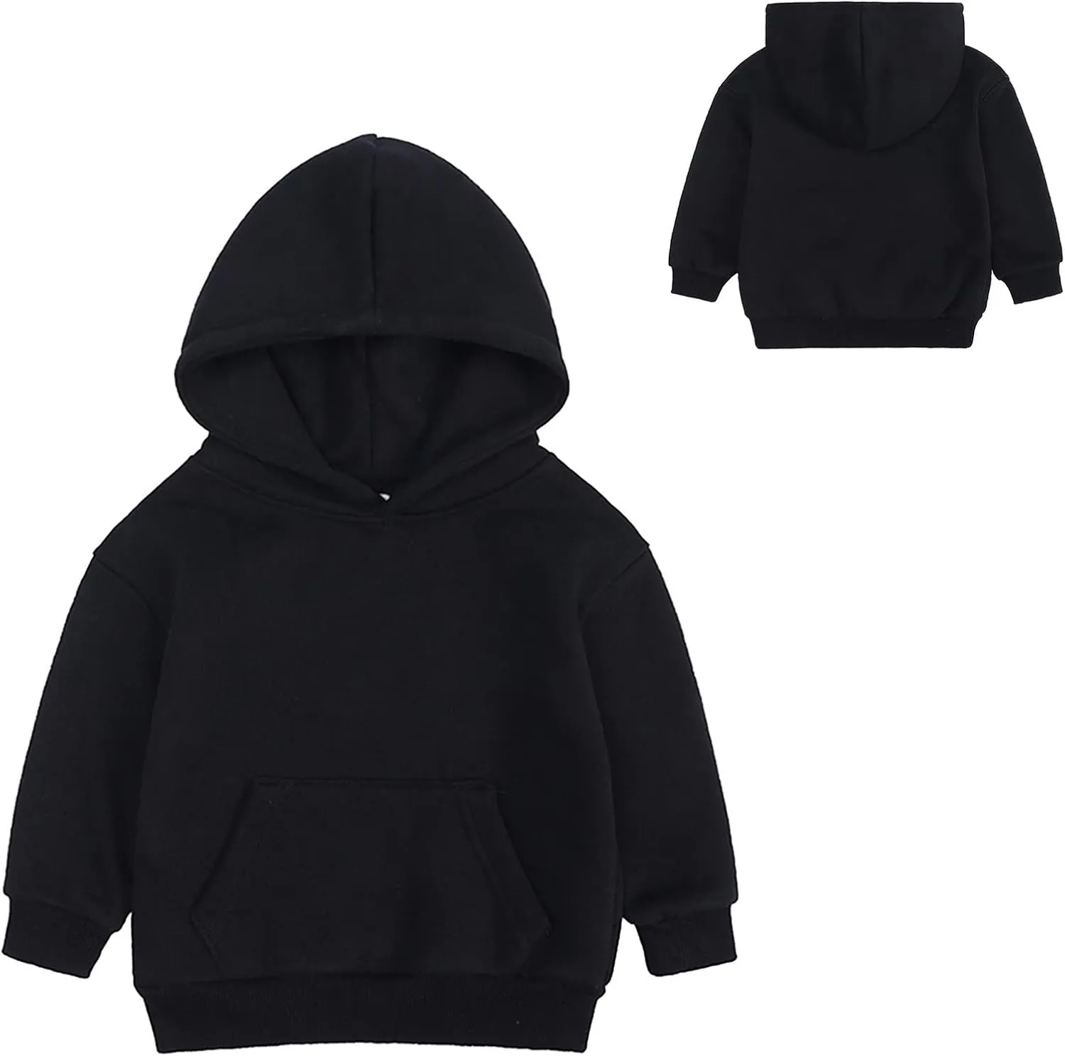Toddler Boys Girls Pullover Fleece Sweatshirt Children Solid Plus Babies Hooded Color Top Hoodie Boys Size 14