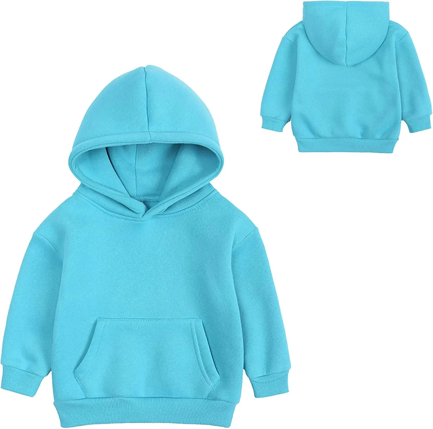 Toddler Boys Girls Pullover Fleece Sweatshirt Children Solid Plus Babies Hooded Color Top Hoodie Boys Size 14