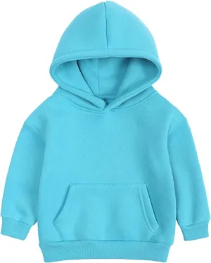 Toddler Boys Girls Pullover Fleece Sweatshirt Children Solid Plus Babies Hooded Color Top Hoodie Boys Size 14