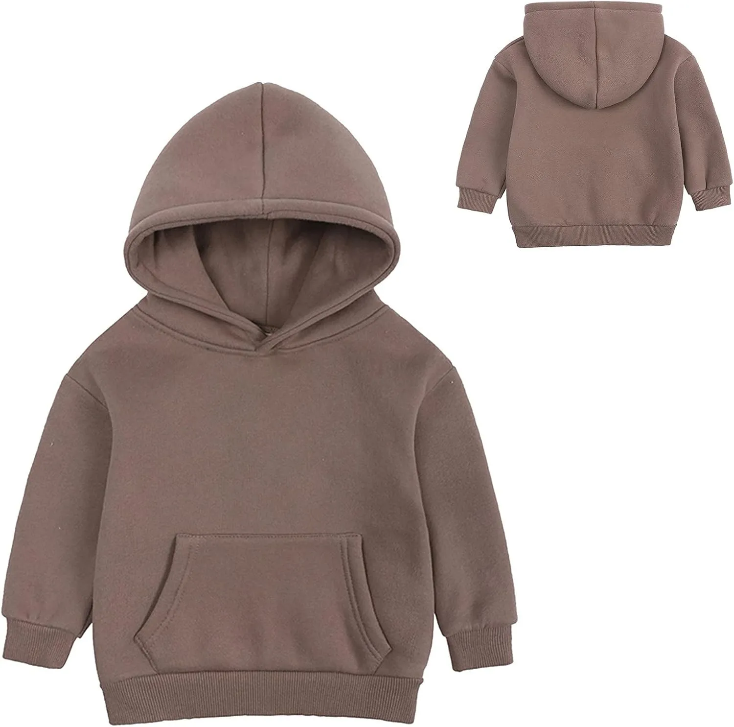 Toddler Boys Girls Pullover Fleece Sweatshirt Children Solid Plus Babies Hooded Color Top Hoodie Boys Size 14