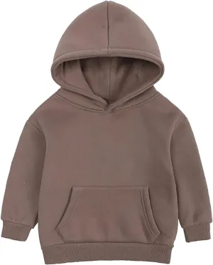 Toddler Boys Girls Pullover Fleece Sweatshirt Children Solid Plus Babies Hooded Color Top Hoodie Boys Size 14