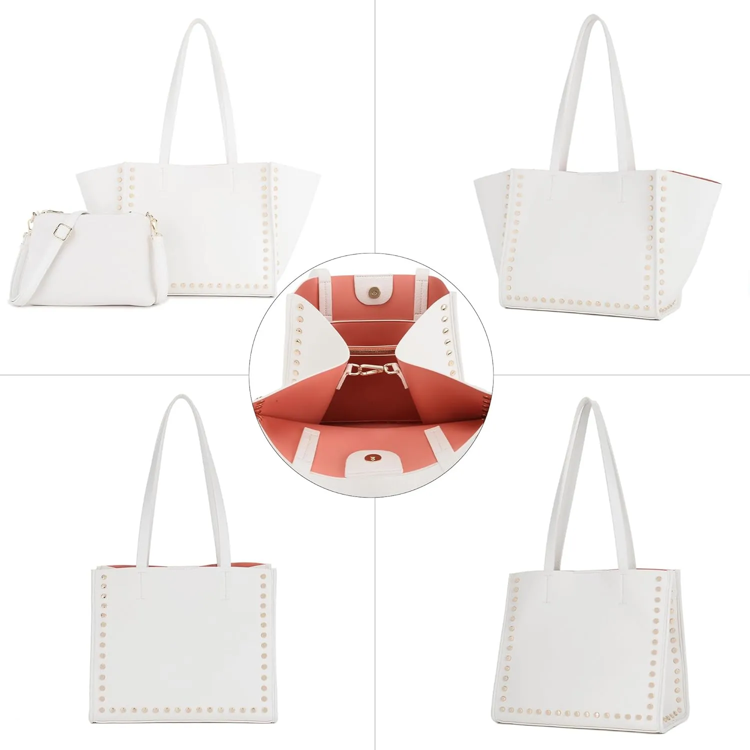 Tote Bag Vegan Leather Purses and Handbags for Women Top Handle Satchel Purse Ladies Shoulder Bags Set 2pcs