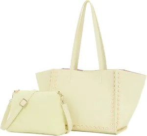 Tote Bag Vegan Leather Purses and Handbags for Women Top Handle Satchel Purse Ladies Shoulder Bags Set 2pcs