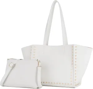 Tote Bag Vegan Leather Purses and Handbags for Women Top Handle Satchel Purse Ladies Shoulder Bags Set 2pcs