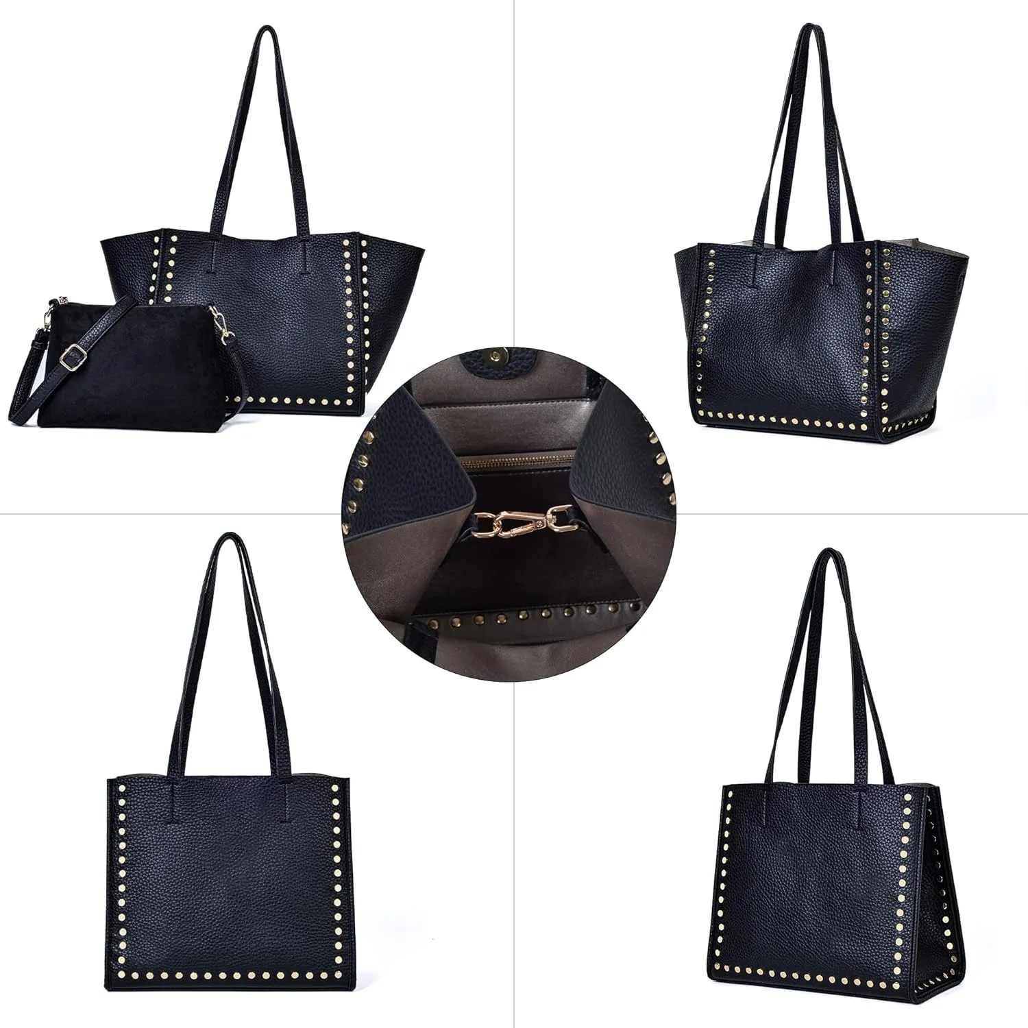 Tote Bag Vegan Leather Purses and Handbags for Women Top Handle Satchel Purse Ladies Shoulder Bags Set 2pcs