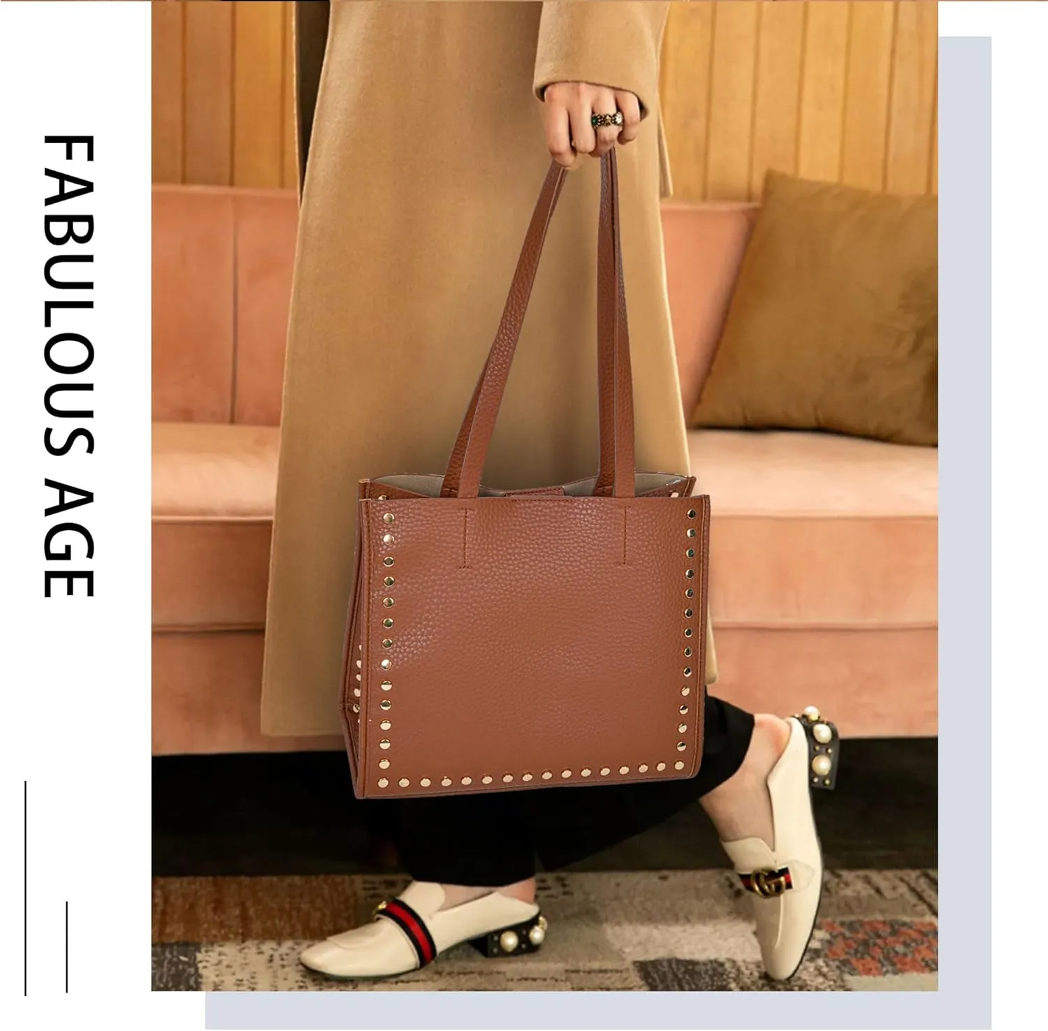 Tote Bag Vegan Leather Purses and Handbags for Women Top Handle Satchel Purse Ladies Shoulder Bags Set 2pcs