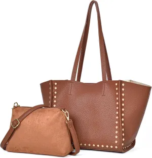 Tote Bag Vegan Leather Purses and Handbags for Women Top Handle Satchel Purse Ladies Shoulder Bags Set 2pcs
