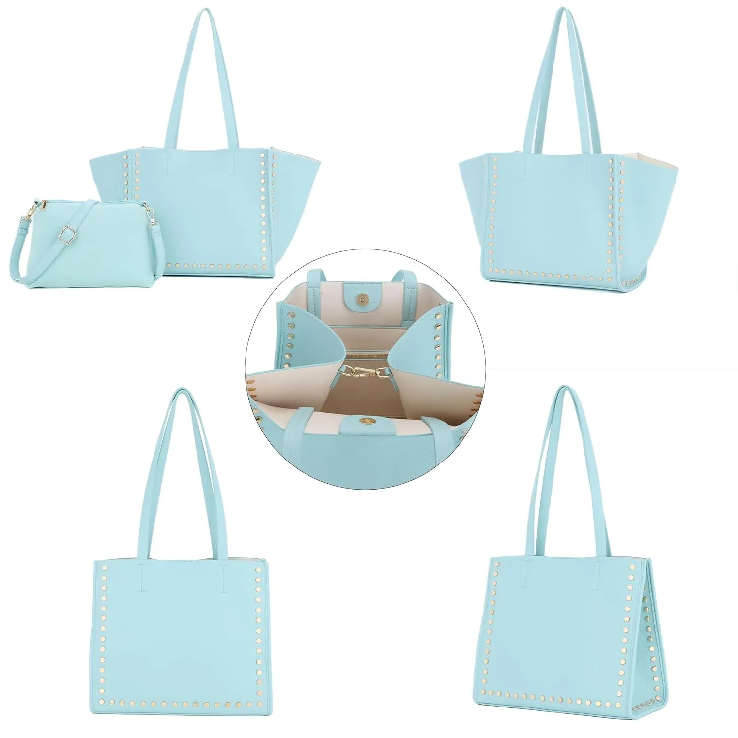 Tote Bag Vegan Leather Purses and Handbags for Women Top Handle Satchel Purse Ladies Shoulder Bags Set 2pcs