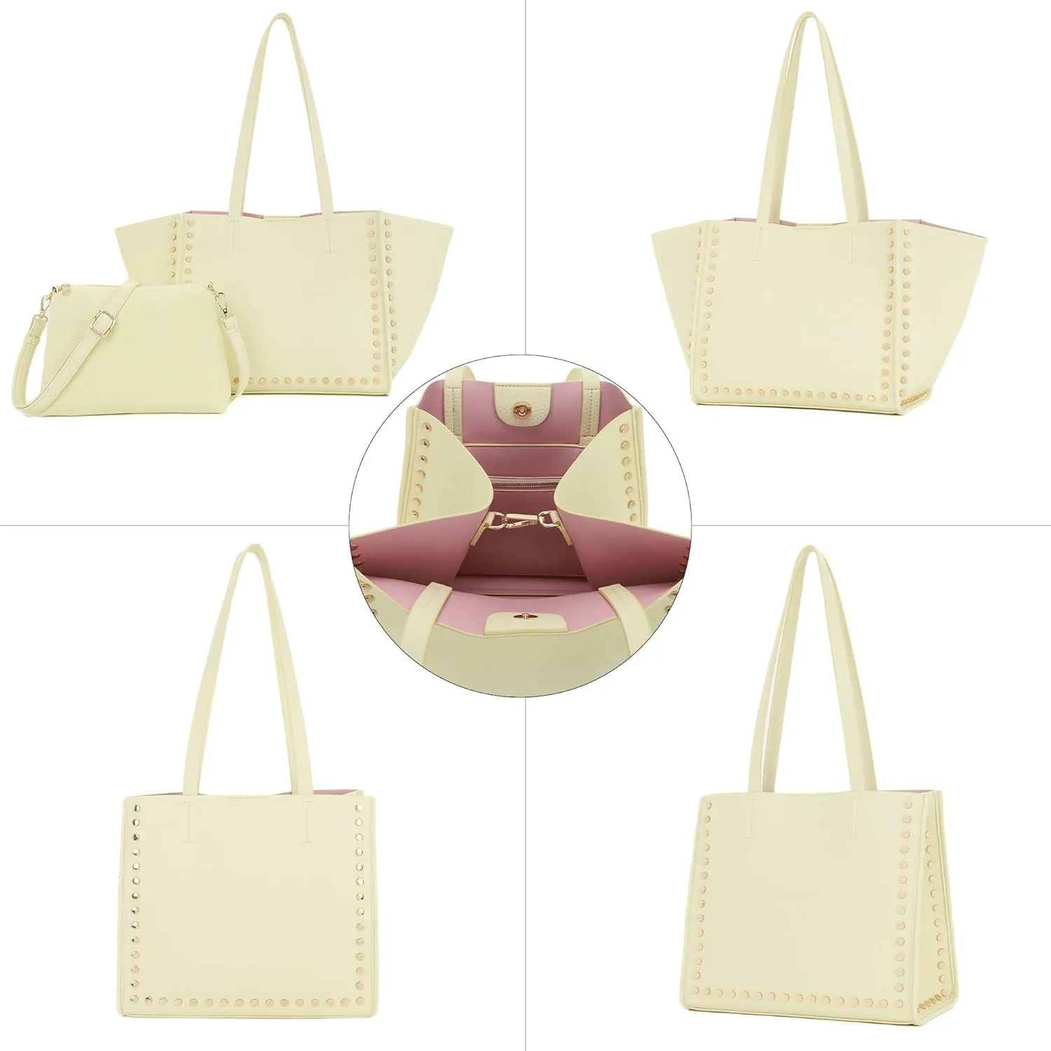 Tote Bag Vegan Leather Purses and Handbags for Women Top Handle Satchel Purse Ladies Shoulder Bags Set 2pcs