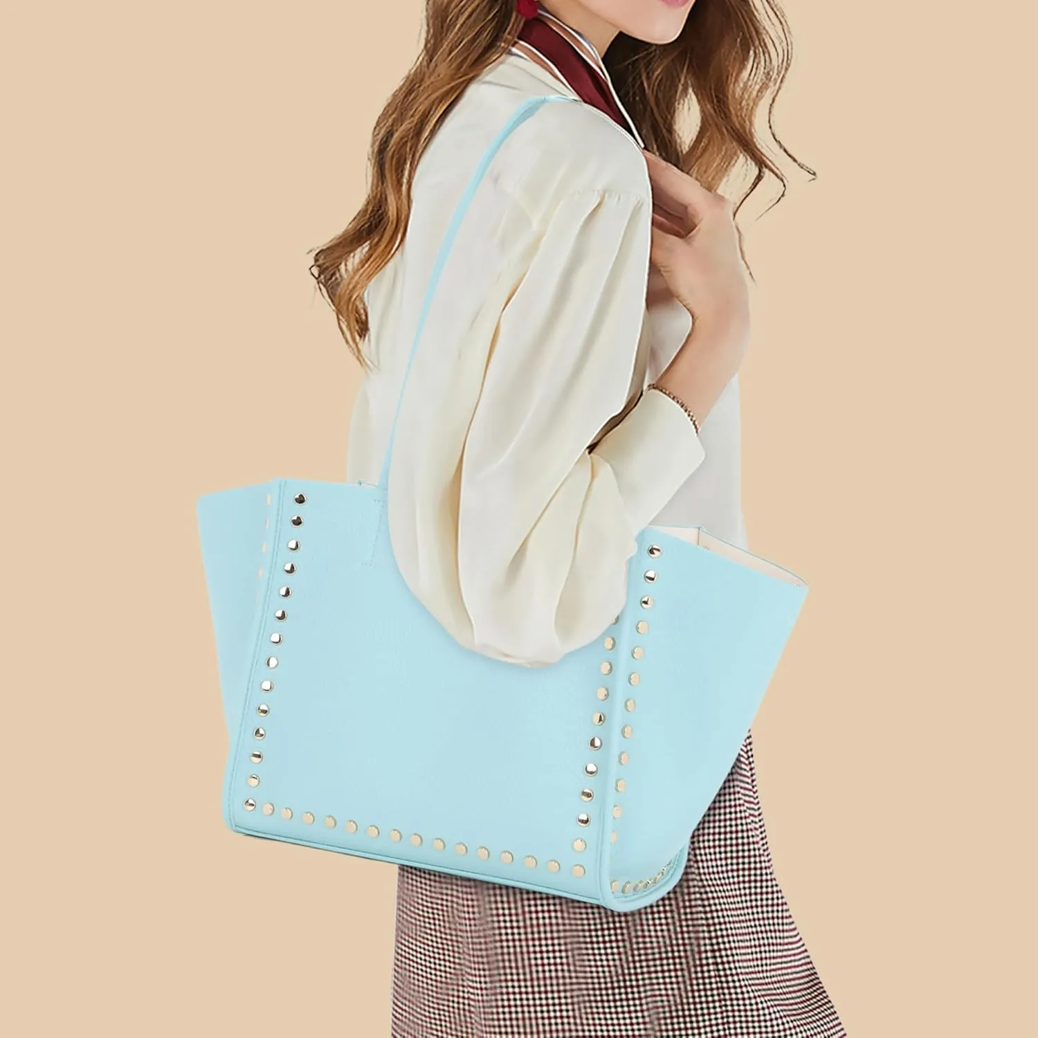 Tote Bag Vegan Leather Purses and Handbags for Women Top Handle Satchel Purse Ladies Shoulder Bags Set 2pcs