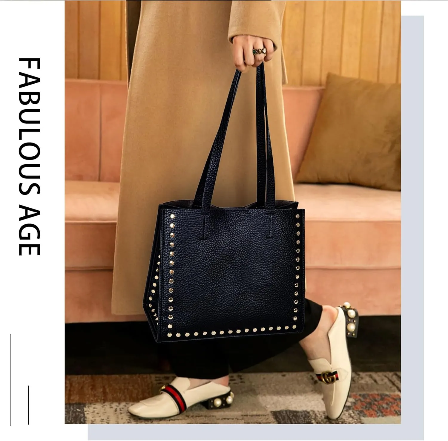 Tote Bag Vegan Leather Purses and Handbags for Women Top Handle Satchel Purse Ladies Shoulder Bags Set 2pcs