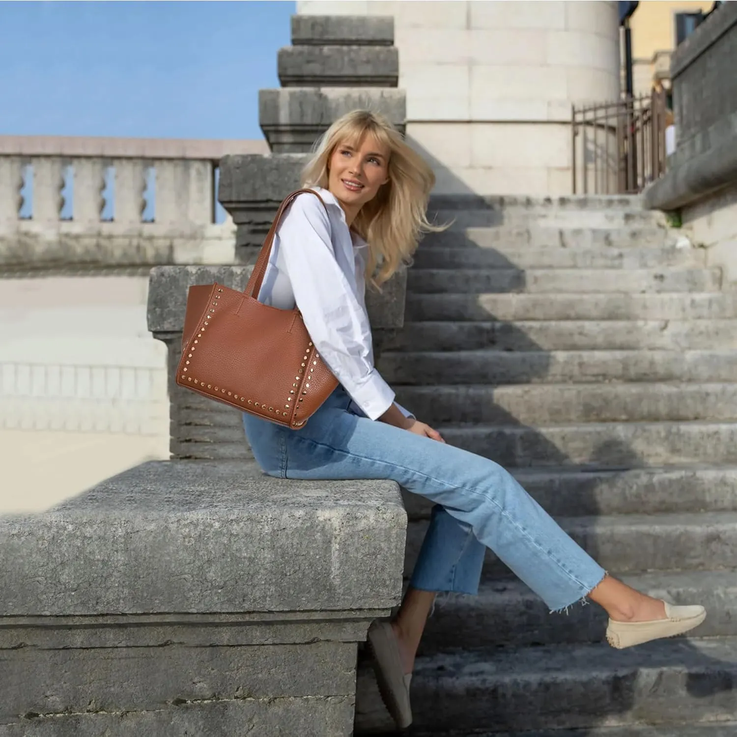 Tote Bag Vegan Leather Purses and Handbags for Women Top Handle Satchel Purse Ladies Shoulder Bags Set 2pcs
