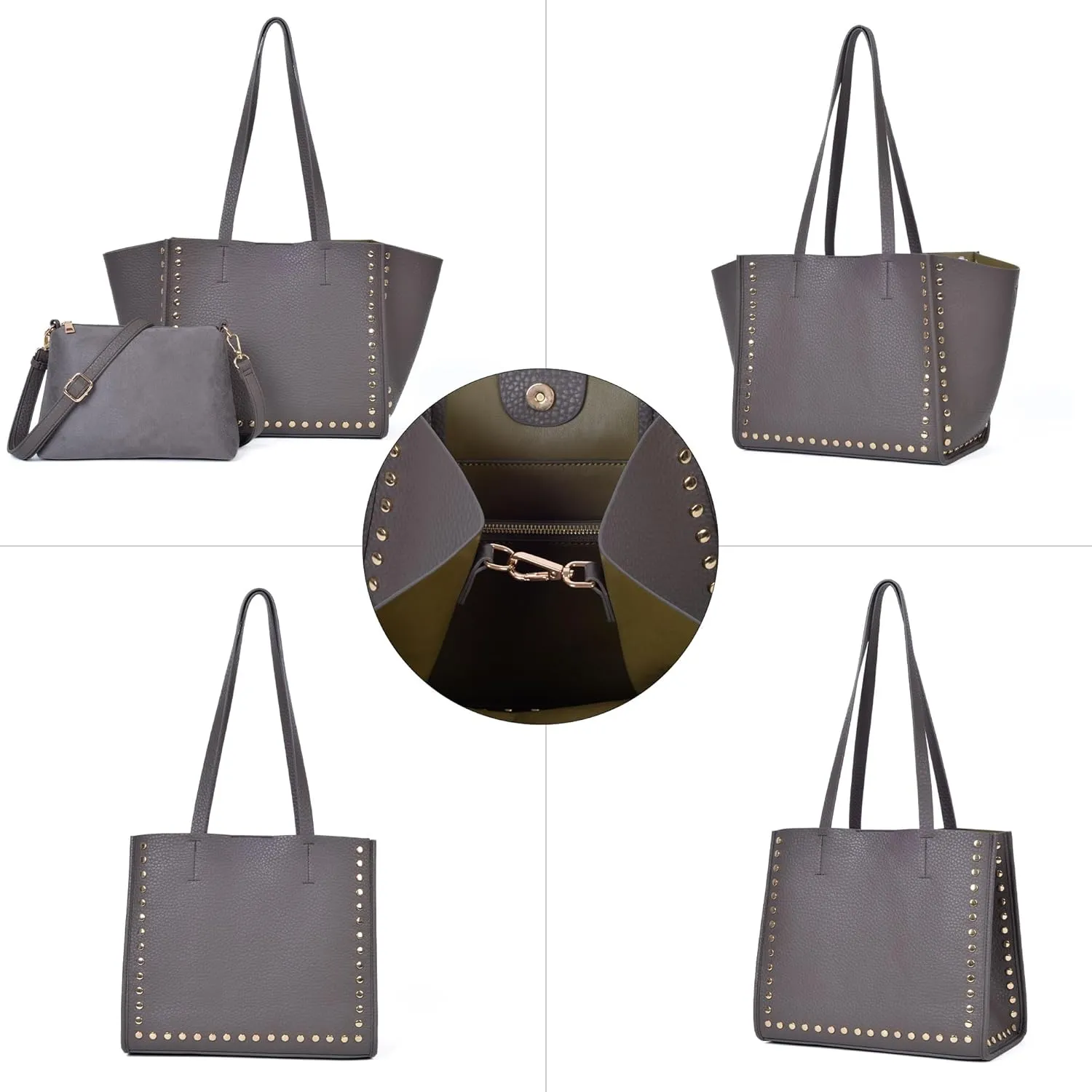 Tote Bag Vegan Leather Purses and Handbags for Women Top Handle Satchel Purse Ladies Shoulder Bags Set 2pcs