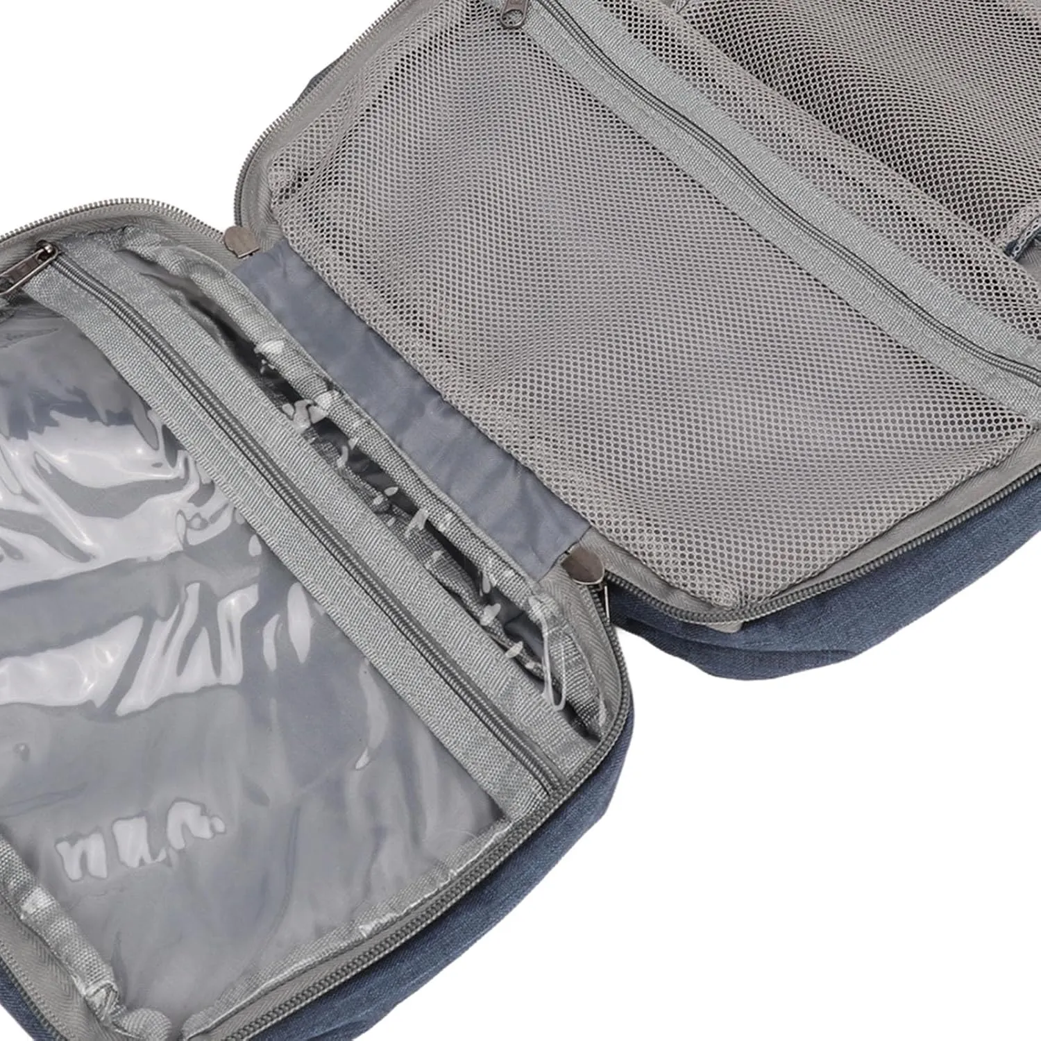 Travel Hanging Toiletry Bag Hanging Travel Cosmetic Bag Folded Toiletry Wash Organiser Pouch for Men Women (Dark Blue)