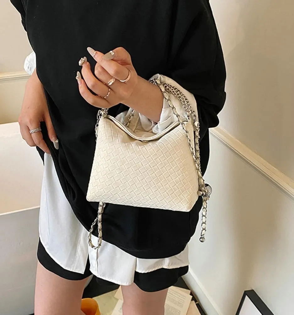 Trendy Woven Top Handle Bag for Women PU Leather Hobo Bags Casual Crossbody Purse Shoulder Satchel Bag Tote Handbag