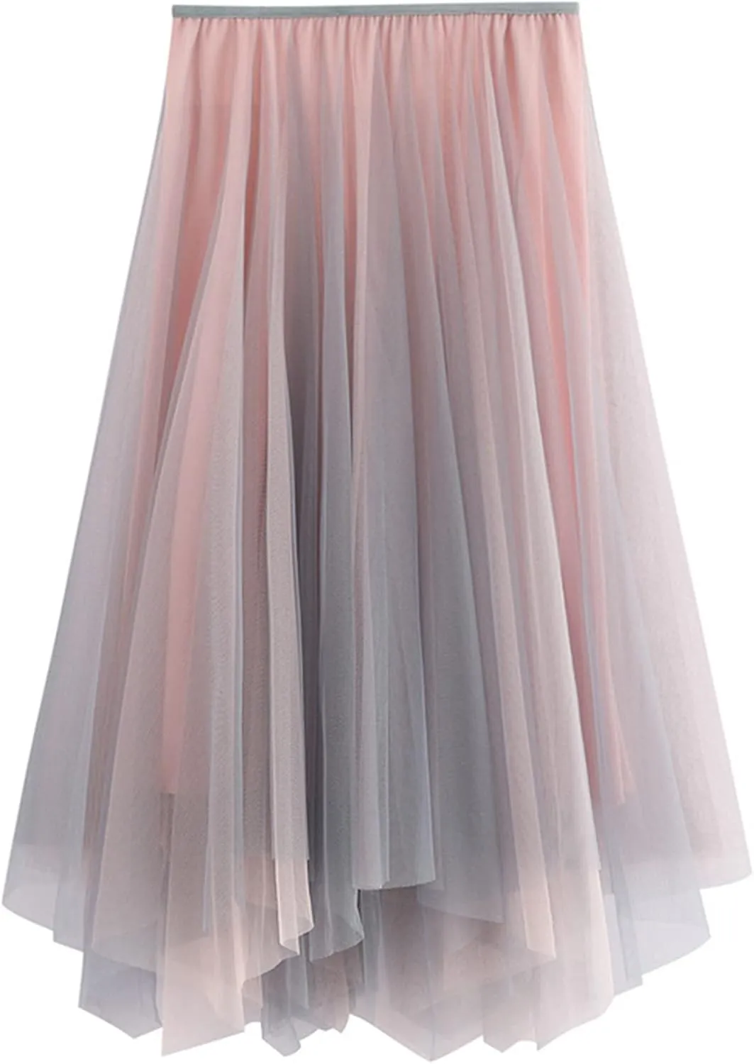 Tulle Skirts for Women 3 Layered Asymmetrical Hem Tulle A-Line Midi Skirt
