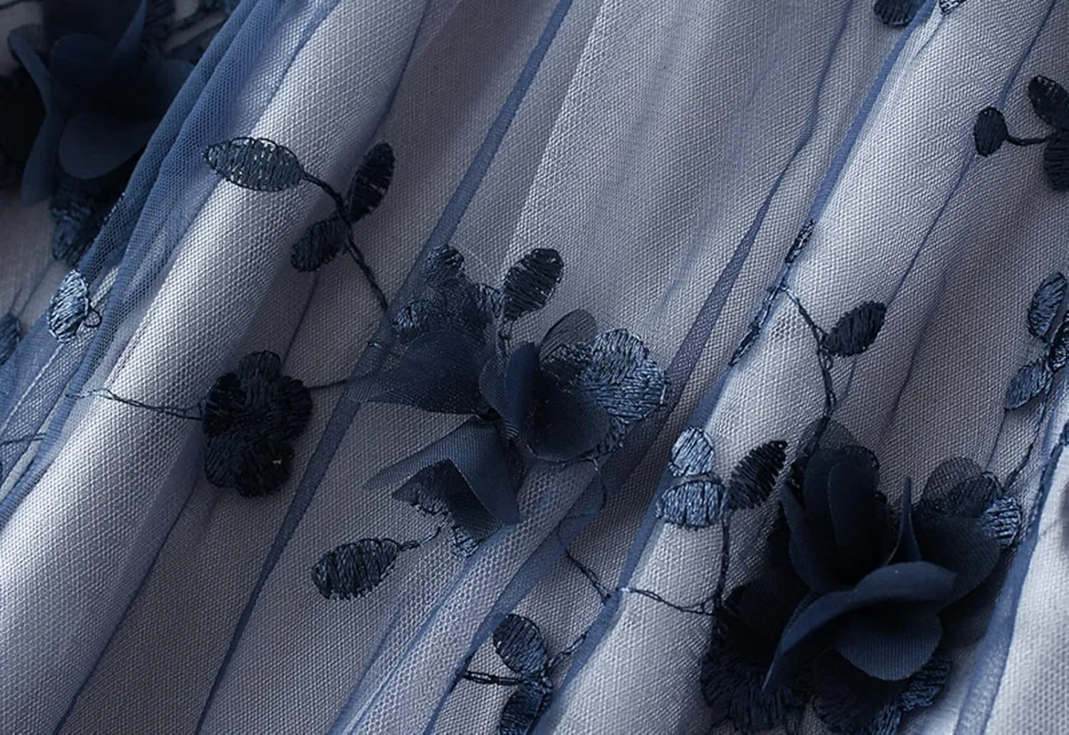 Tulle Skirts for Women High Waist Layered Floral Print Embroidery Mesh A-Line Skirt Party Dress