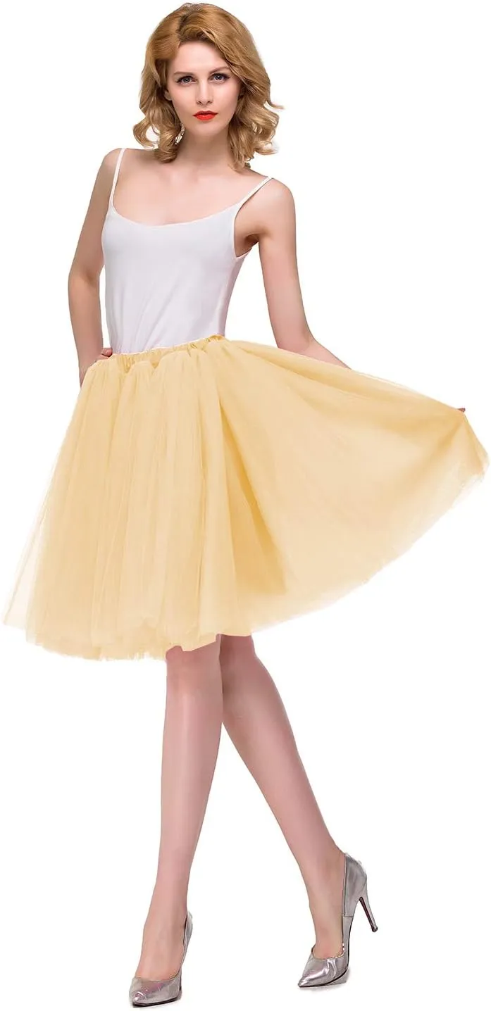 Tulle Skirts for Women Knee Length Long Adult Tutu Layered Short Prom Party Midi Skirt