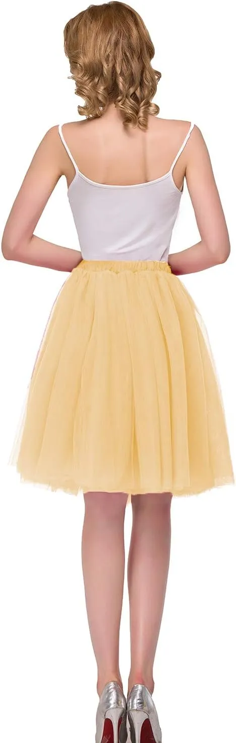 Tulle Skirts for Women Knee Length Long Adult Tutu Layered Short Prom Party Midi Skirt