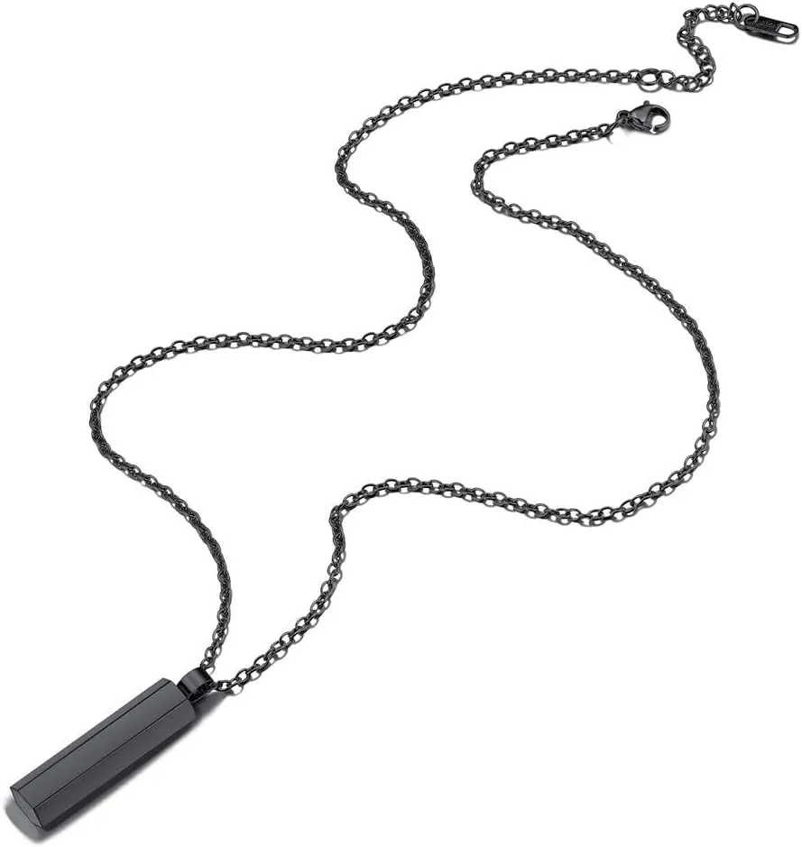 U7 Engravable Bar Necklace, Womens Choker Necklace Stainless Steel Custom Engrave Text Horizontal/Vertical Bar Pendant Necklaces for Men Women