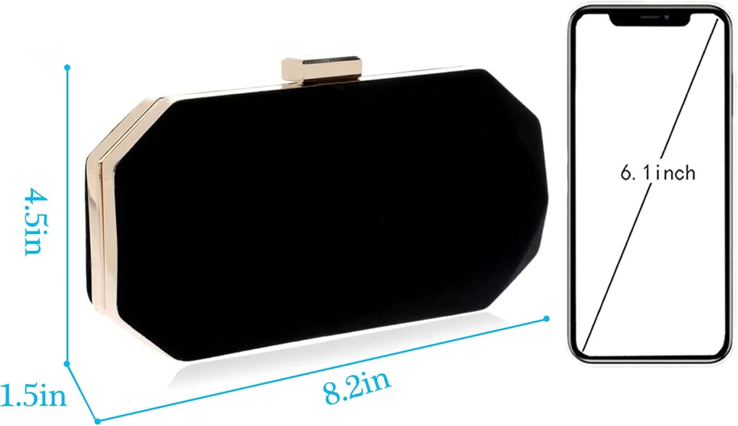 Velvet Evening Purse Box Chain Clutch Handbag Fashion Hard Shell Bridal Wedding Shoulder Crossbody for Women