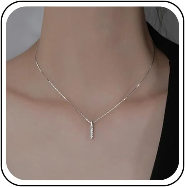 Vintage Crystal Bar Choker Necklace Rhinestone Bar Pendant Necklace Gold Cz Stick Necklaces Tiny Crystal Geometric Necklaces Jewelry for Women