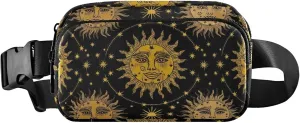 Vintage Sun Heads Stars Black Fanny Packs for Women Waterproof Hip Pack Belt Pouch Trendy Travel Waist Pouch