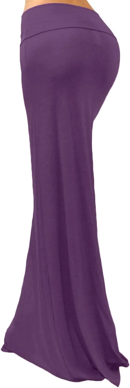 Vivicastle Women's USA Asymmetric Striped Fold Over Waist Long Maxi Skirt